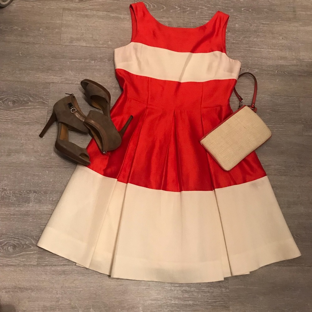 Kate Spade Red and beige dress with pockets